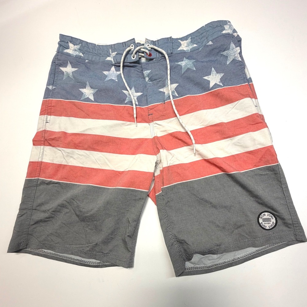 Ron Jon‎ Surf Shop American Flag Board Shorts Men's 31 Swim Trunks USA
